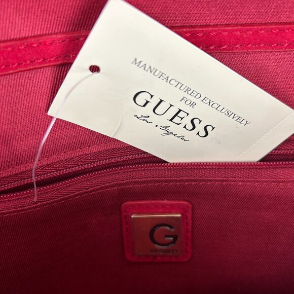 Guess Velvet Chain Strap Clutch Red Evening Party Purse - Picture 5 of 10